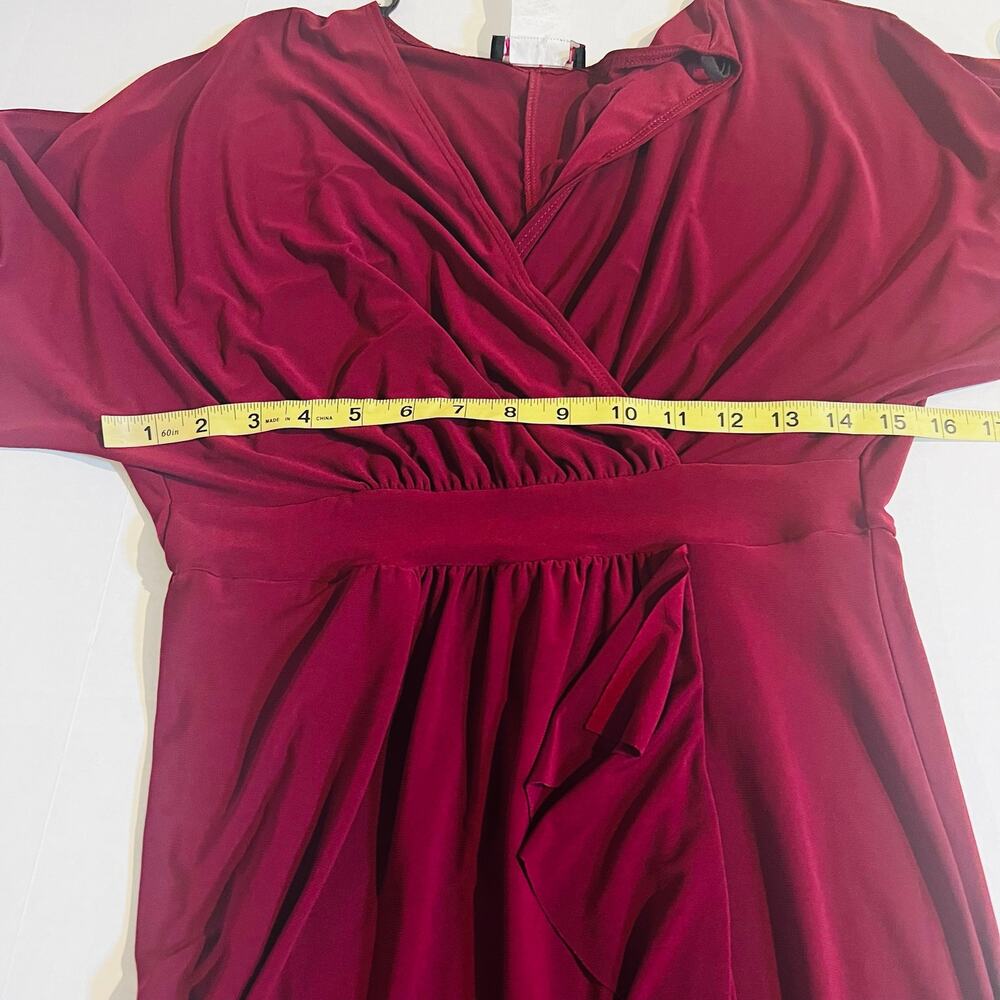 Paper Doll Ruffle Short Sleeve Dress Size S Small Burgundy NWT - Picture 4 of 6